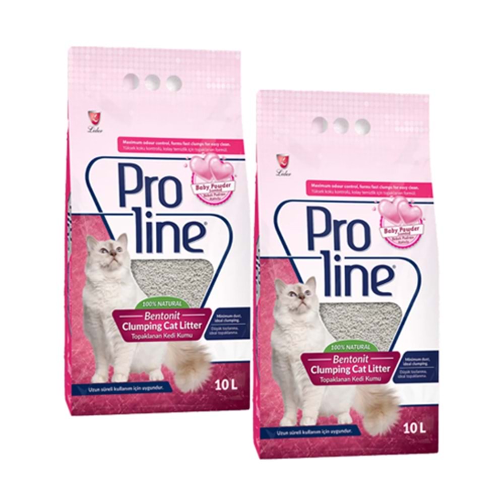 Proline Bebek Pudrası Kokulu Kedi Kumu 10 Lt x 2 Adet