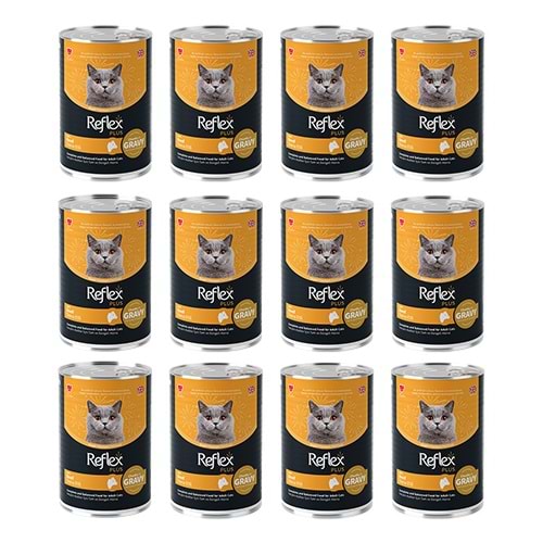 Reflex Plus Dana Etli Konserve Kedi Maması 400 gr x 12 Adet