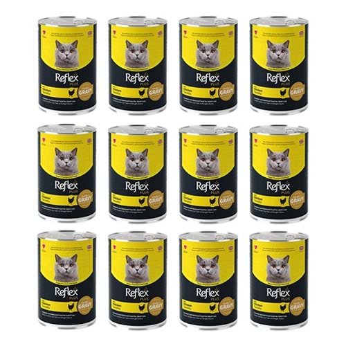 Reflex Plus Tavuklu Konserve Kedi Maması 400 gr x 12 Adet